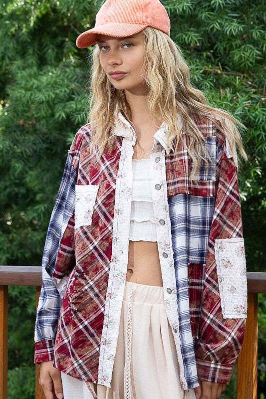 Patchwork Plaid Button Up Cotton ShirtThe Patchwork Plaid Button Up Shirt combines classic plaid patterns with a unique patchwork design, creating a stylish and eye-catching look. This versatile shirt caButton-Up ShirtsPatchwork Plaid Button Up Shirt