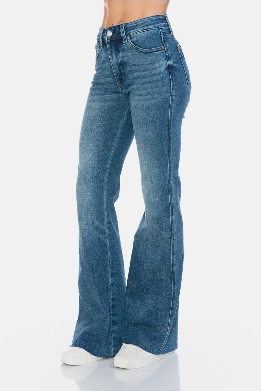 Judy Blue Tummy Control Vintage Wash Cut Hem Flare JeansThe Tummy Control Vintage Wash Cut Hem Flare is a stylish and flattering pair of jeans. With its tummy control feature, it helps create a streamlined silhouette. TheFlare JeansJudy Blue Tummy Control