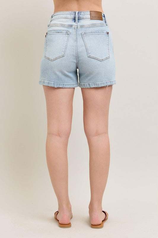 Judy Blue Frayed Hem High Rise Denim ShortsFrayed Hem High Rise Denim Shorts with Pockets are a trendy and stylish addition to your summer wardrobe. These shorts feature a high rise waistline for a flatteringJean ShortsFrayed Hem High Rise Denim Shorts
