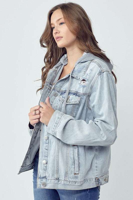 Coastal Hooded Denim JacketThe Coastal Hooded Denim Jacket is your new go-to for laid-back style. Made from 100% cotton, this light-wash jacket features a soft, attached hoodie for an easy layJacketsCoastal Hooded Denim Jacket