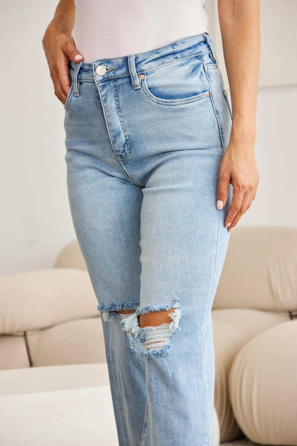 RFM Tummy Control High Waist Raw Hem Distressed JeansThe Tummy Control High Waist Raw Hem Distressed Jeans are a stylish and flattering choice for your denim collection. With tummy control technology, these jeans offerJean ShortsRFM Tummy Control