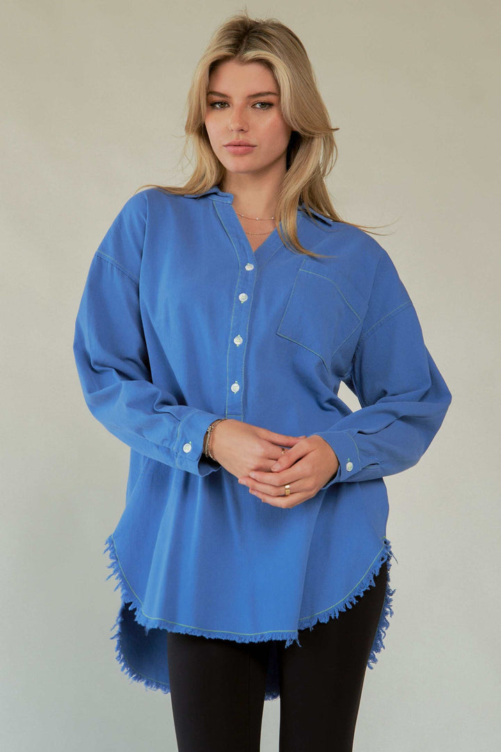 Amor Oversized ShirtLove in every stitch. This oversized 100% cotton button-up shirt features a bold "AMOR" appliqué across the back in plush lettering, adding a playful statement to yoButton-Up ShirtsAmor Oversized Shirt
