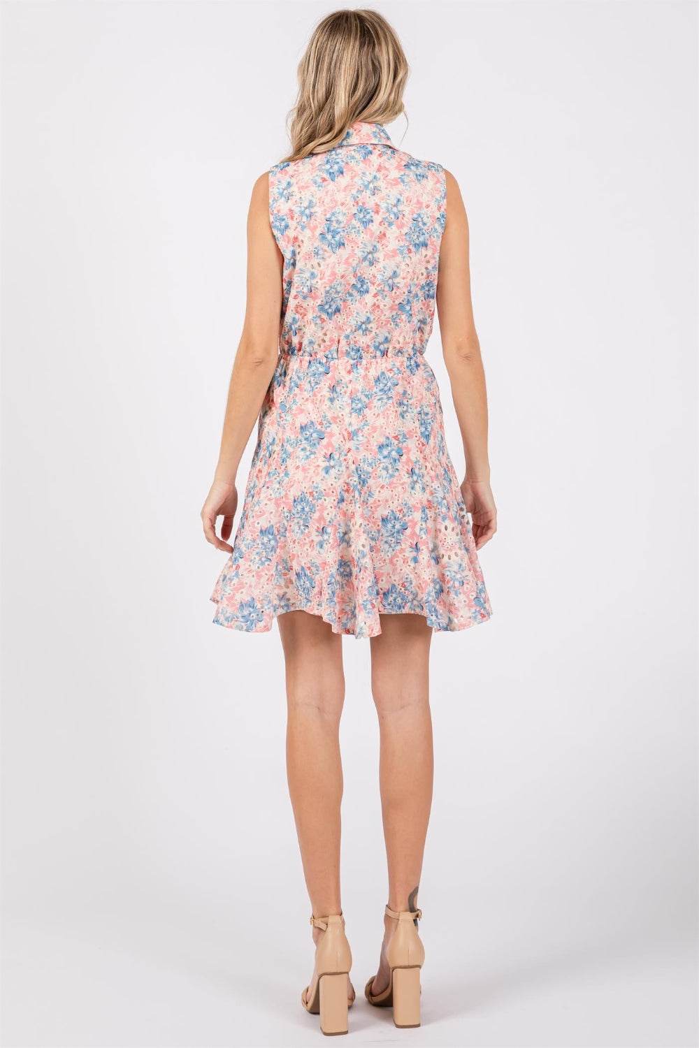 Floral Eyelet Sleeveless Mini DressThe Floral Eyelet Sleeveless Mini Dress is a charming and feminine choice for warm-weather occasions. Featuring delicate floral eyelet detailing, this dress exudes aMini DressesFloral Eyelet Sleeveless