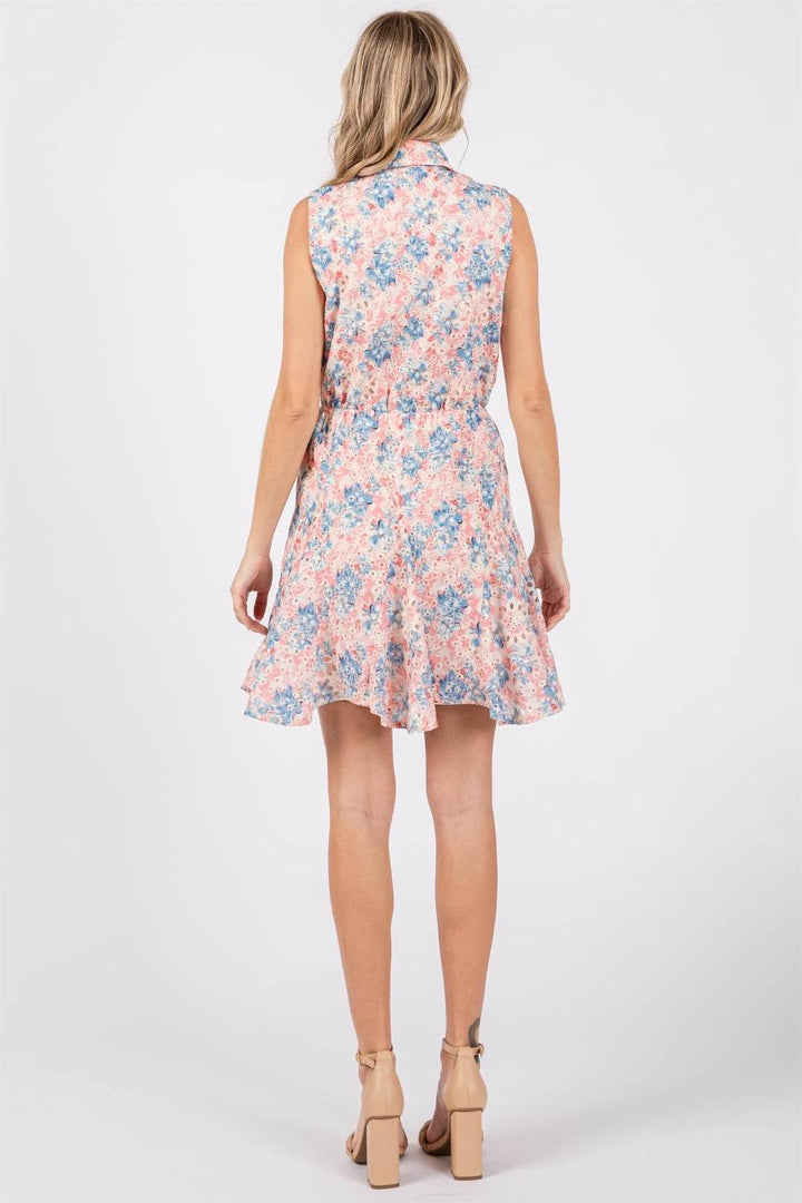 Floral Eyelet Sleeveless Mini DressThe Floral Eyelet Sleeveless Mini Dress is a charming and feminine choice for warm-weather occasions. Featuring delicate floral eyelet detailing, this dress exudes aMini DressesFloral Eyelet Sleeveless
