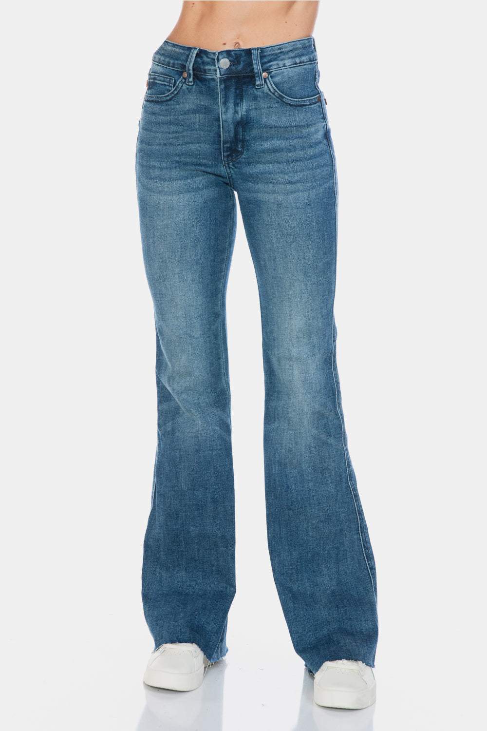 Judy Blue Tummy Control Vintage Wash Cut Hem Flare JeansThe Tummy Control Vintage Wash Cut Hem Flare is a stylish and flattering pair of jeans. With its tummy control feature, it helps create a streamlined silhouette. TheFlare JeansJudy Blue Tummy Control