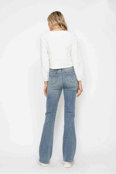 Judy Blue Tummy Control Back Embroidered Pocketed Bootcut JeansTummy Control Back Embroidered Pocketed Bootcut Jeans are a stylish and figure-flattering option for your denim collection. The tummy control feature helps smooth anBootcut JeansJudy Blue Tummy Control
