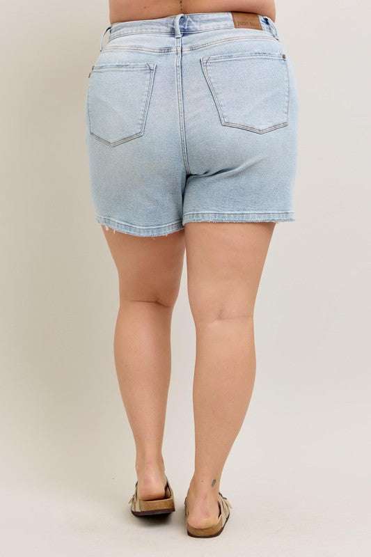 Judy Blue Frayed Hem High Rise Denim ShortsFrayed Hem High Rise Denim Shorts with Pockets are a trendy and stylish addition to your summer wardrobe. These shorts feature a high rise waistline for a flatteringJean ShortsFrayed Hem High Rise Denim Shorts