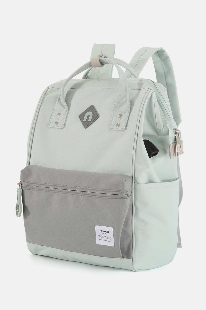 Himawari Contrast Waterproof Backpack Bag with External USB PortThe Waterproof Backpack Bag with External USB Port combines practicality with convenience for outdoor enthusiasts and travelers. Its waterproof material provides proBackpackHimawari Contrast Waterproof Backpack