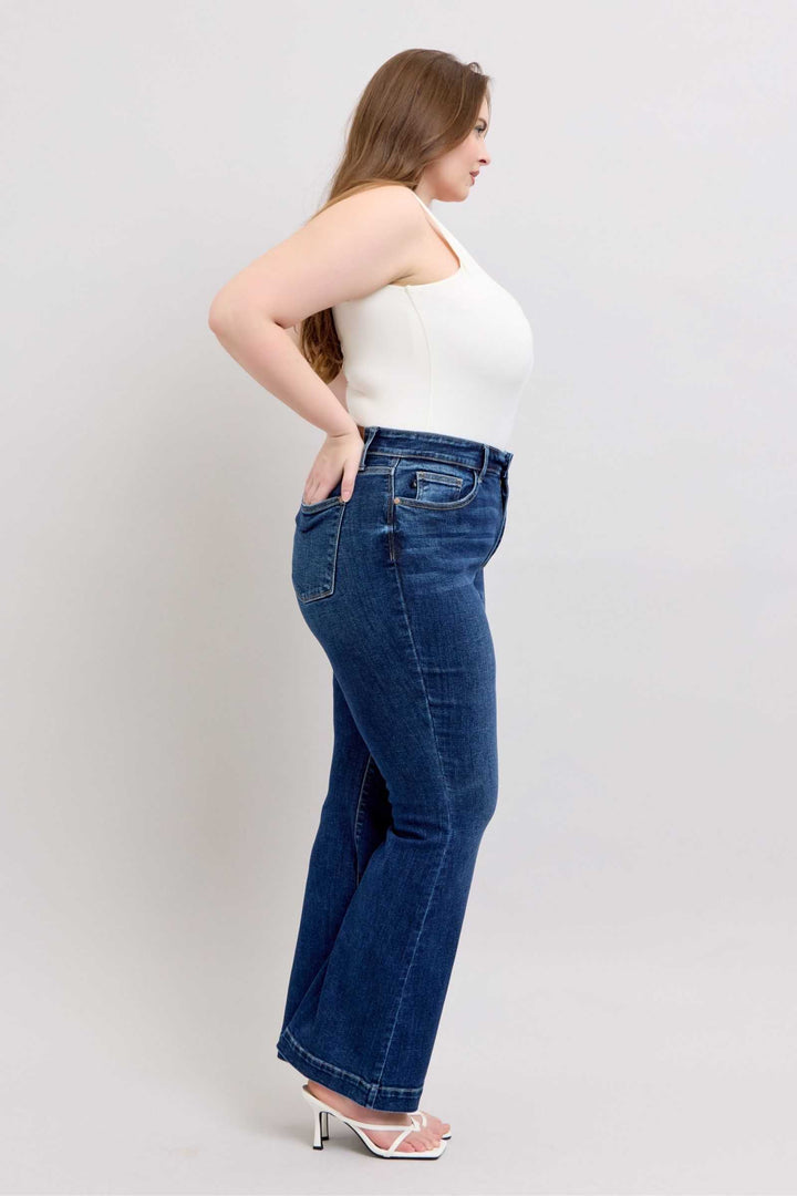 Judy Blue High Rise Flare Jeans with PocketsHigh-rise flare jeans with pockets are a trendy and versatile wardrobe staple. They provide a flattering high-waisted silhouette and the flare leg adds a chic retro Flare JeansJudy Blue High Rise Flare Jeans