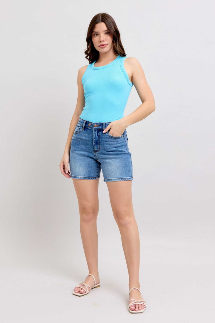 Judy Blue Two Button Denim ShortsElevate your casual look with our 2-button denim shorts featuring convenient pockets for on-the-go essentials. These shorts offer a stylish and comfortable fit, perfJean ShortsJudy Blue Two Button Denim Shorts