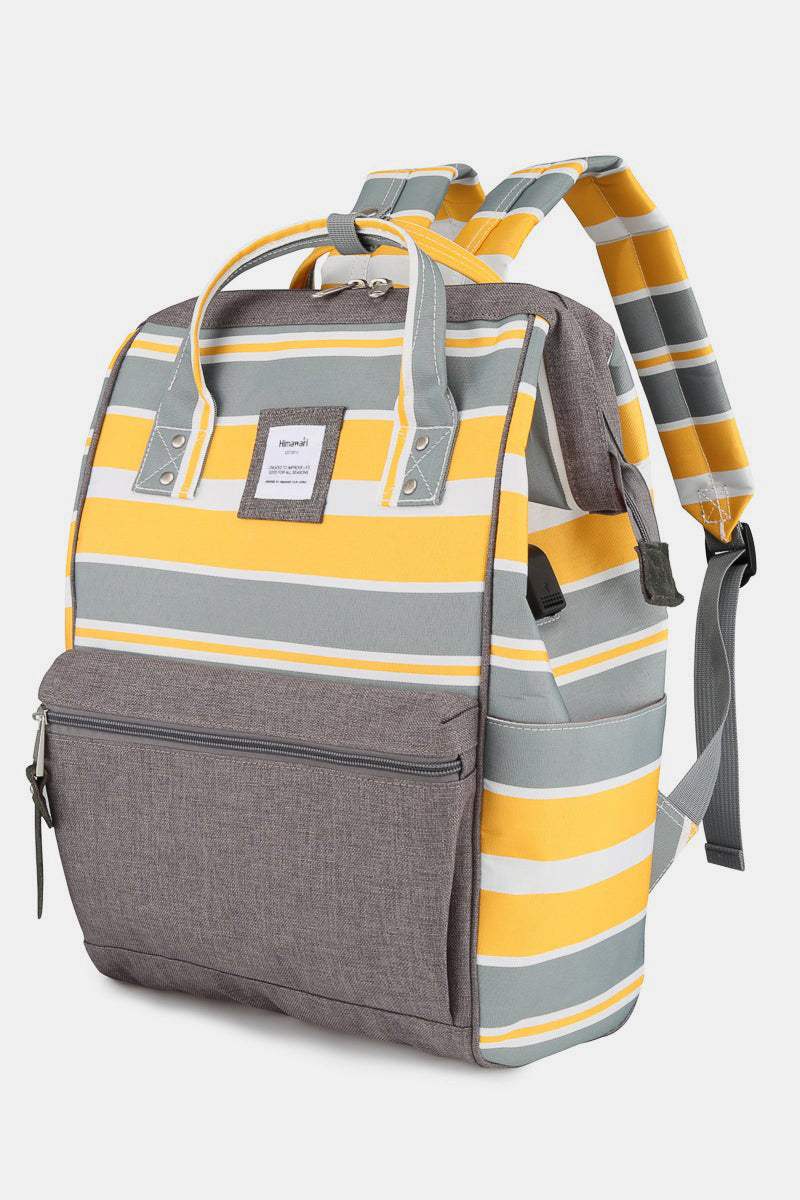 Himawari Striped Waterproof Nylon Backpack Bag with Side PocketsThe Striped Waterproof Nylon Backpack Bag with Side Pockets is a fashionable and functional accessory for any outing. Its stylish striped design adds a touch of flaiBackpackHimawari Striped Waterproof Nylon Backpack