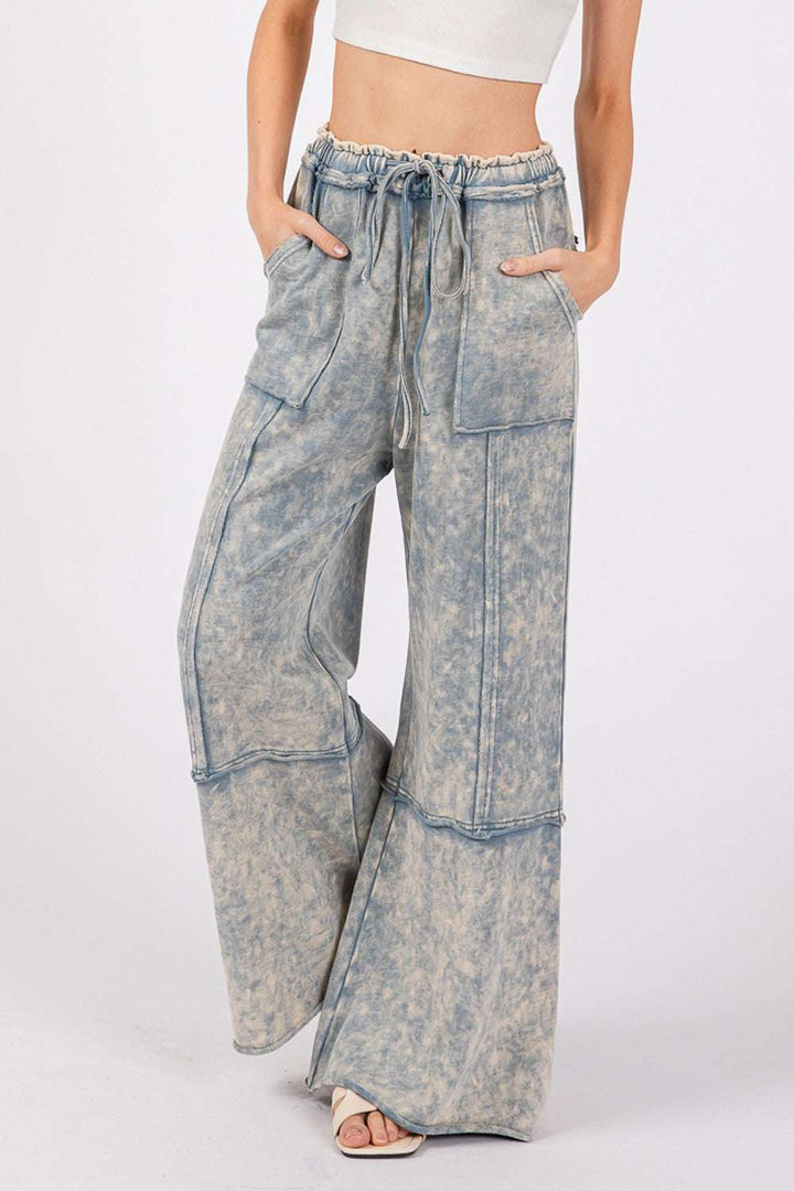 Cotton Mineral Washed Terry Wide Leg PantsThe 100% cotton mineral washed terry knit pants are the epitome of comfort and style! Made from soft and cozy terry knit fabric, they feature a unique mineral-washedPantsCotton Mineral Washed