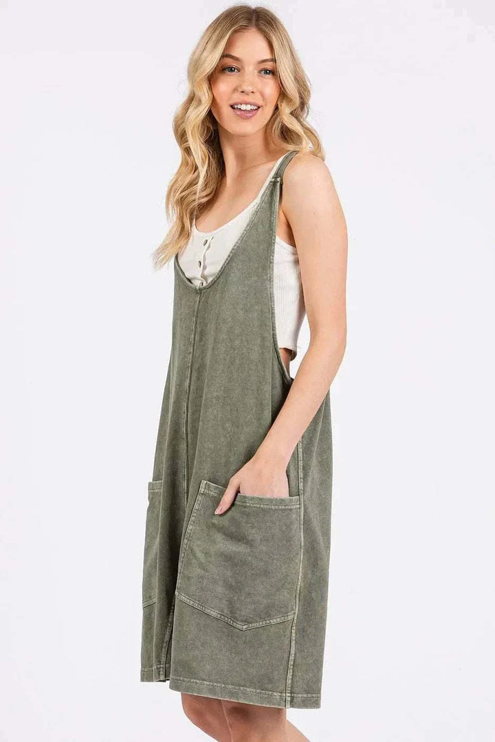 Scoop Neck Washed Cotton Romper