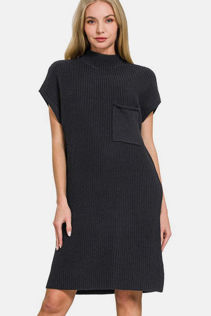 Cotton Mock Neck Short Sleeve Sweater DressA mock neck short sleeve sweater dress is a stylish and versatile clothing piece that pairs the comfort of a sweater with the chicness of a dress. It typically featuMini DressesCotton Mock Neck
