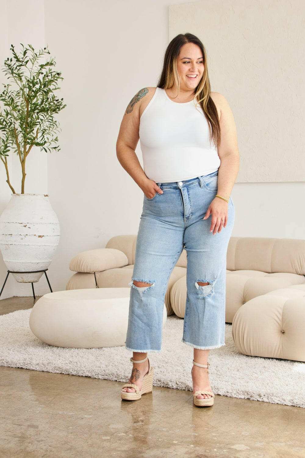 RFM Tummy Control High Waist Raw Hem Distressed JeansThe Tummy Control High Waist Raw Hem Distressed Jeans are a stylish and flattering choice for your denim collection. With tummy control technology, these jeans offerJean ShortsRFM Tummy Control
