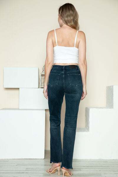 Judy Blue Button Fly Frayed Hem Straight JeansThe button fly hem destroys straight jeans and combines a classic silhouette with a modern flair. Featuring a stylish button fly closure, these jeans offer a unique Straight Leg JeansJudy Blue Button Fly