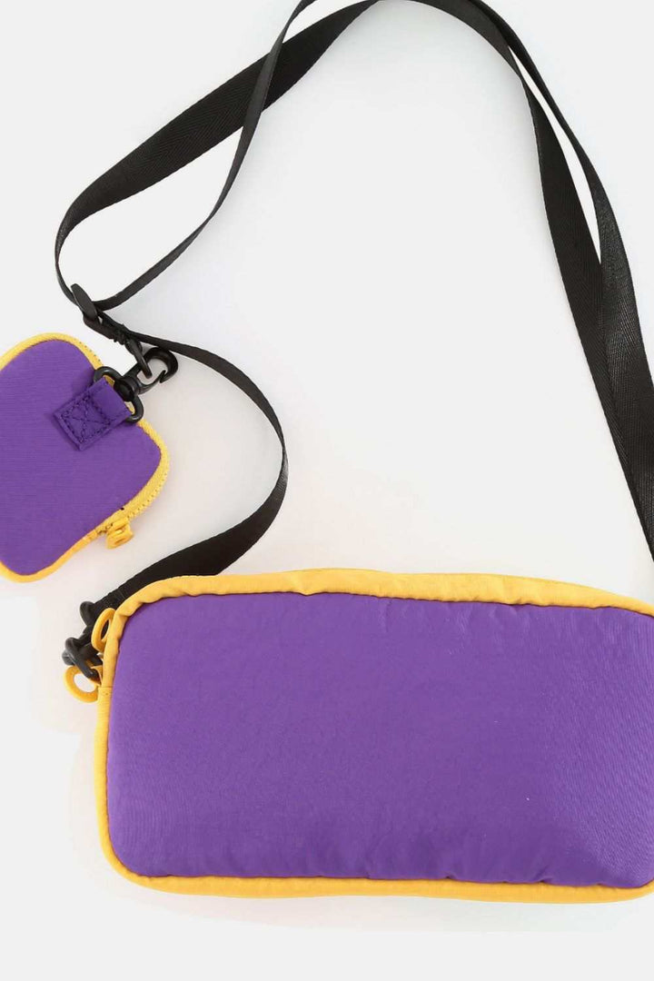 Himawari Removable Strap Nylon Crossbody Bag with EarPods BagThis versatile nylon crossbody bag comes with a removable strap for customization and convenience. It features a separate EarPods bag to keep your earphones organizeHandbagsHimawari Removable Strap