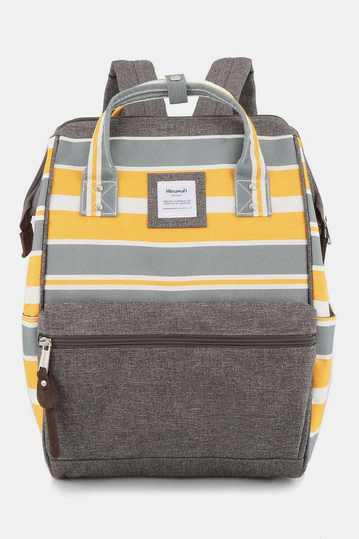 Himawari Striped Waterproof Nylon Backpack Bag with Side PocketsThe Striped Waterproof Nylon Backpack Bag with Side Pockets is a fashionable and functional accessory for any outing. Its stylish striped design adds a touch of flaiBackpackHimawari Striped Waterproof Nylon Backpack
