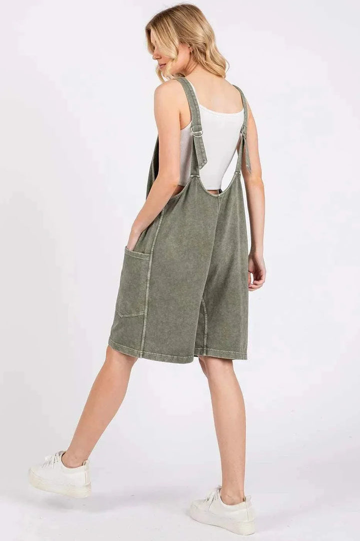 Scoop Neck Washed Cotton Romper