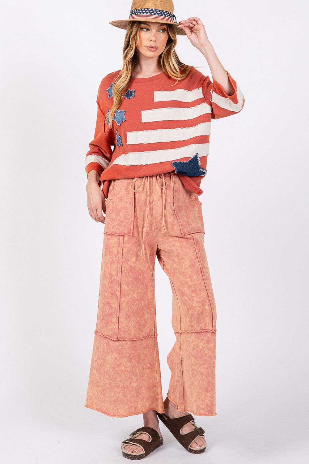 Cotton Mineral Washed Terry Wide Leg PantsThe 100% cotton mineral washed terry knit pants are the epitome of comfort and style! Made from soft and cozy terry knit fabric, they feature a unique mineral-washedPantsCotton Mineral Washed