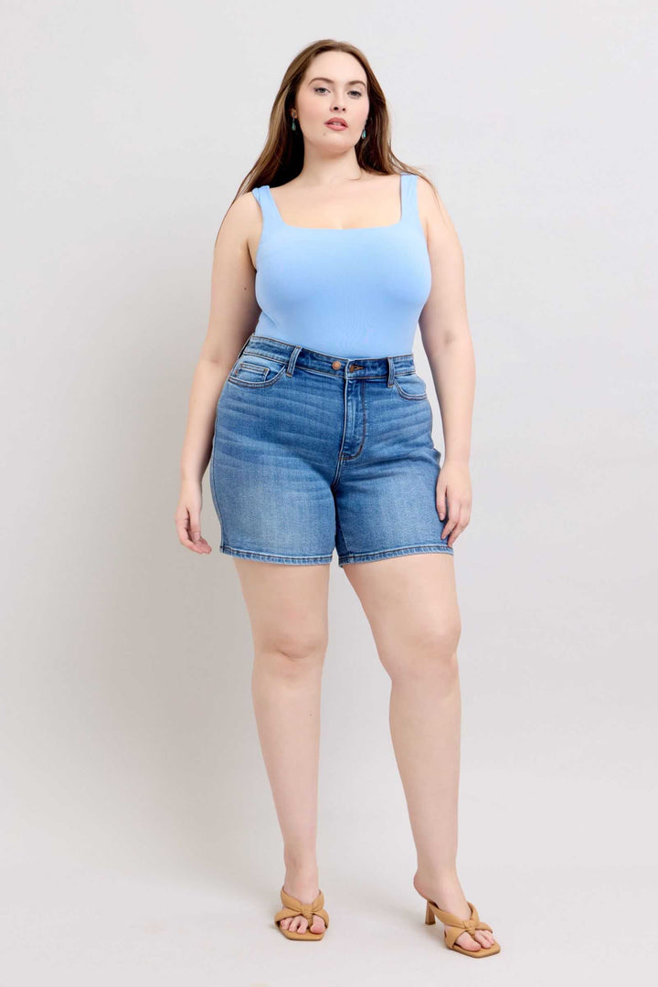 Judy Blue Two Button Denim ShortsElevate your casual look with our 2-button denim shorts featuring convenient pockets for on-the-go essentials. These shorts offer a stylish and comfortable fit, perfJean ShortsJudy Blue Two Button Denim Shorts