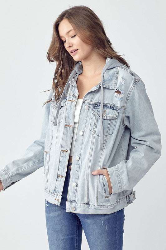 Coastal Hooded Denim JacketThe Coastal Hooded Denim Jacket is your new go-to for laid-back style. Made from 100% cotton, this light-wash jacket features a soft, attached hoodie for an easy layJacketsCoastal Hooded Denim Jacket