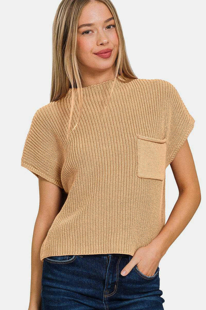 Cropped Mock Neck Short Sleeve SweaterThe 100% cotton Cropped Mock Neck Short Sleeve Sweater is a must-have piece for your wardrobe, versatile and stylish. Its mock neck design adds a touch of modern chiSweatersCropped Mock Neck