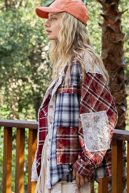 Patchwork Plaid Button Up Cotton ShirtThe Patchwork Plaid Button Up Shirt combines classic plaid patterns with a unique patchwork design, creating a stylish and eye-catching look. This versatile shirt caButton-Up ShirtsPatchwork Plaid Button Up Shirt