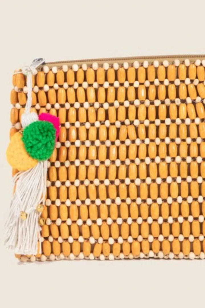 Fame Wooden Beaded Rectangle BagA wooden beaded rectangle bag is a chic and sophisticated accessory that adds a touch of elegance to your outfit. The combination of wooden beads in a rectangular shHandbagsFame Wooden Beaded
