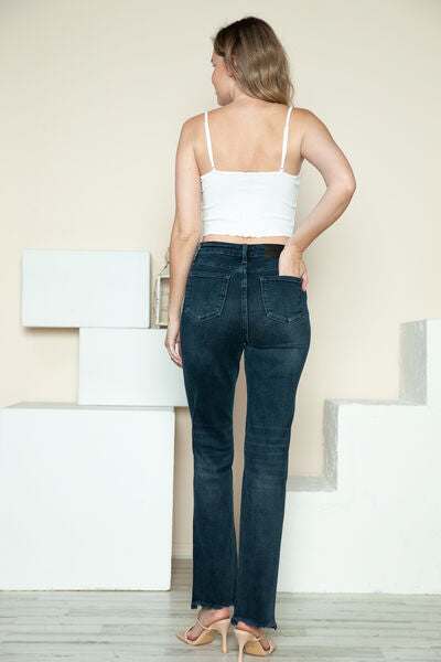 Judy Blue Button Fly Frayed Hem Straight JeansThe button fly hem destroys straight jeans and combines a classic silhouette with a modern flair. Featuring a stylish button fly closure, these jeans offer a unique Straight Leg JeansJudy Blue Button Fly