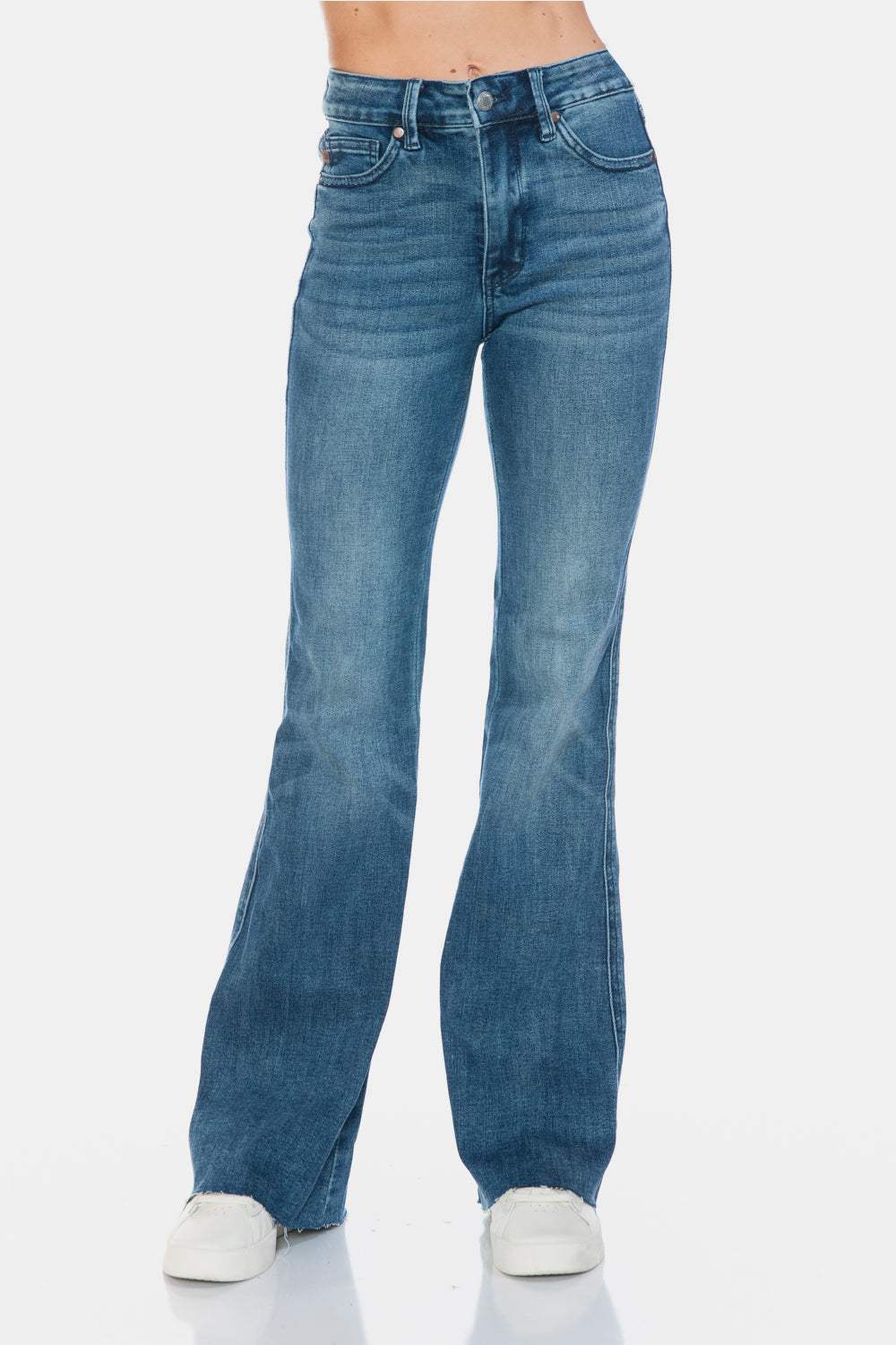 Judy Blue Tummy Control Vintage Wash Cut Hem Flare JeansThe Tummy Control Vintage Wash Cut Hem Flare is a stylish and flattering pair of jeans. With its tummy control feature, it helps create a streamlined silhouette. TheFlare JeansJudy Blue Tummy Control