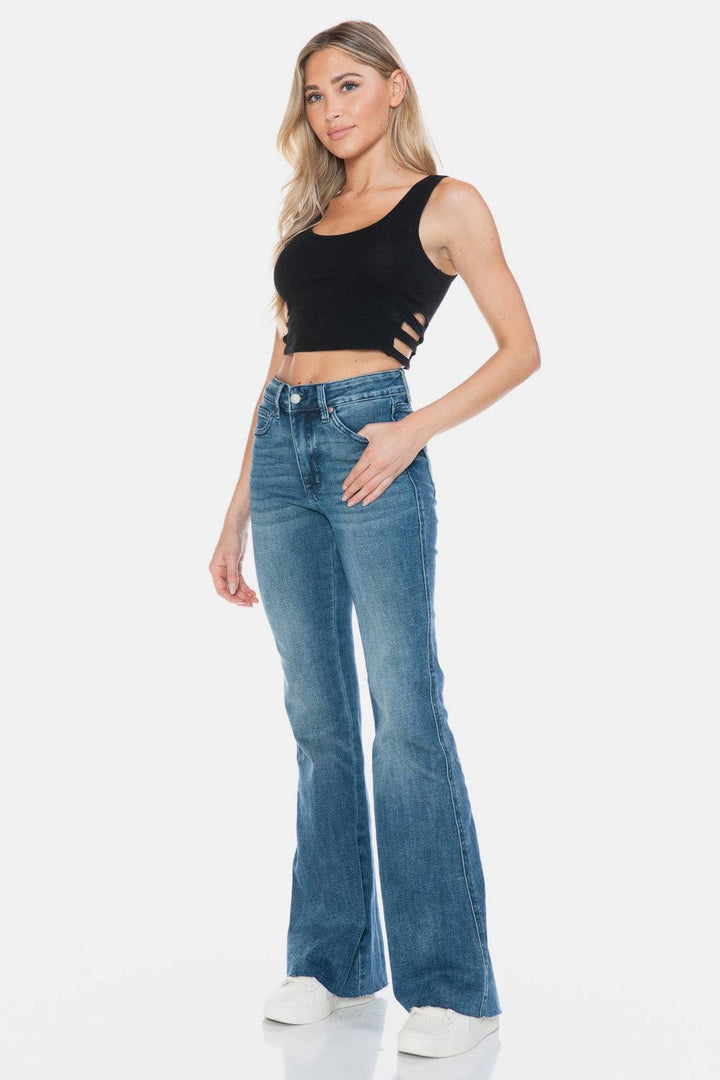 Judy Blue Tummy Control Vintage Wash Cut Hem Flare JeansThe Tummy Control Vintage Wash Cut Hem Flare is a stylish and flattering pair of jeans. With its tummy control feature, it helps create a streamlined silhouette. TheFlare JeansJudy Blue Tummy Control