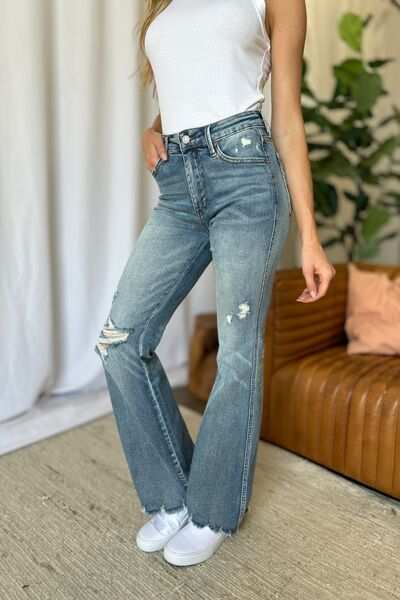 Judy Blue Medium Rise Tummy Control Destroyed FlareThe medium rise tummy control destroy flare jeans are designed to enhance your silhouette while providing ultimate comfort. Featuring a flattering fit, these jeans oFlare JeansJudy Blue Medium Rise