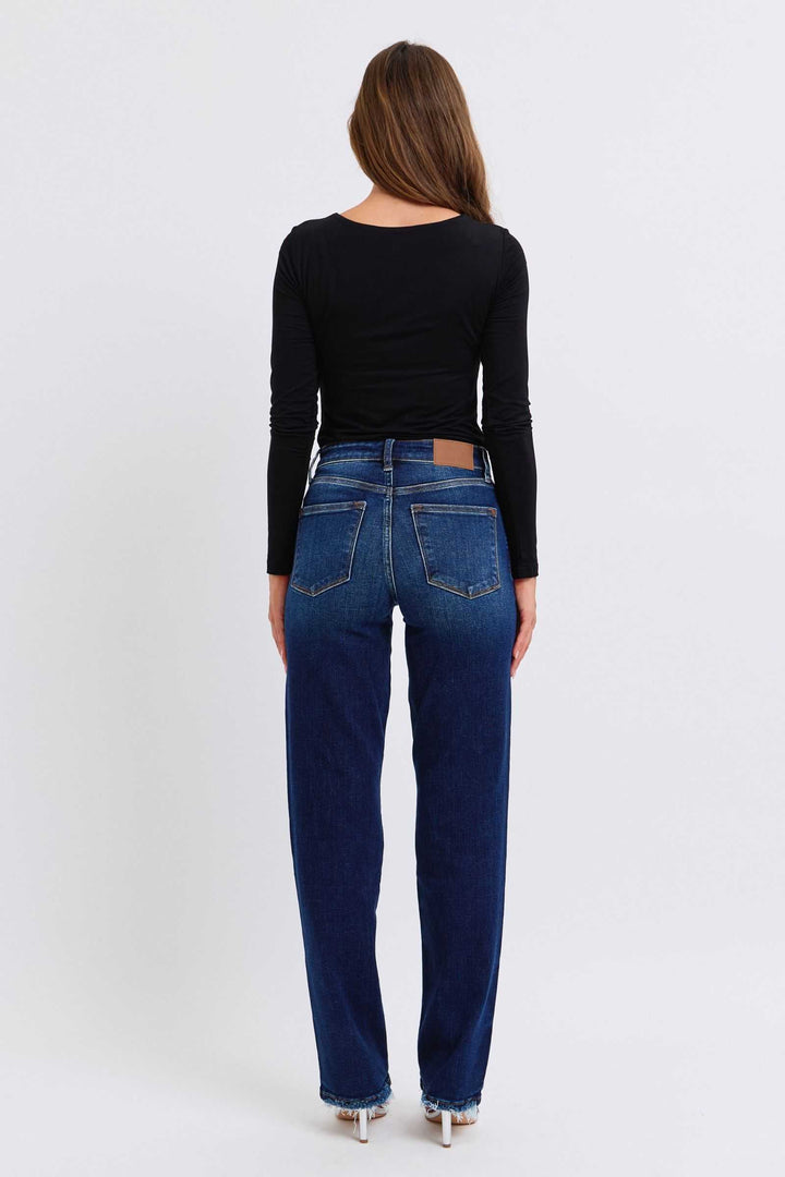 Judy Blue Raw Hem Straight Leg JeansRaw Hem Straight Leg Jeans are a versatile and timeless addition to your wardrobe. The raw hem adds a touch of edge, while the straight leg style offers a flatteringStraight Leg JeansJudy Blue Raw Hem
