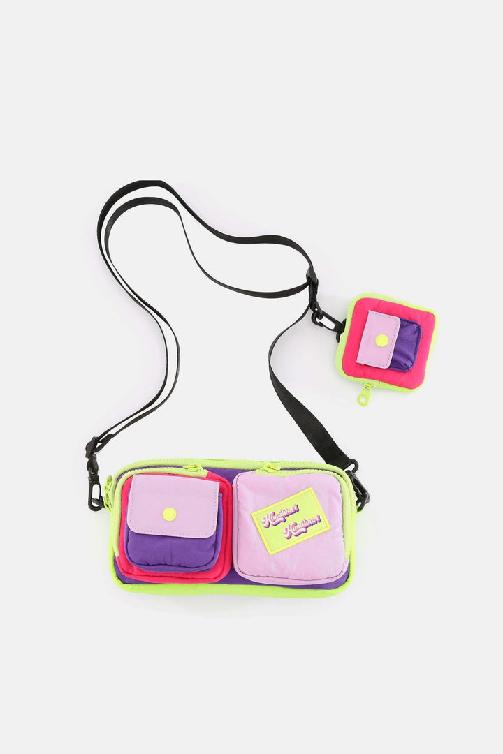 Himawari Removable Strap Nylon Crossbody Bag with EarPods BagThis versatile nylon crossbody bag comes with a removable strap for customization and convenience. It features a separate EarPods bag to keep your earphones organizeHandbagsHimawari Removable Strap