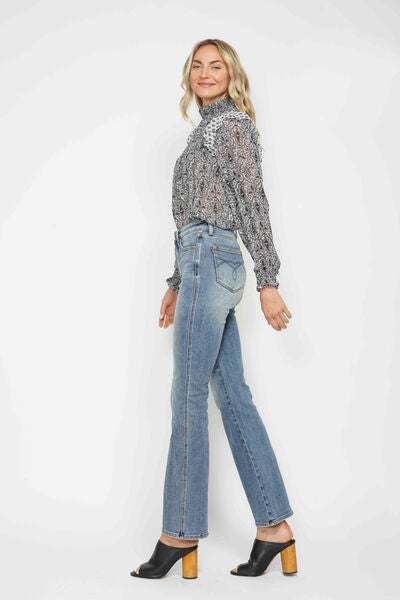 Judy Blue Tummy Control Back Embroidered Pocketed Bootcut JeansTummy Control Back Embroidered Pocketed Bootcut Jeans are a stylish and figure-flattering option for your denim collection. The tummy control feature helps smooth anBootcut JeansJudy Blue Tummy Control