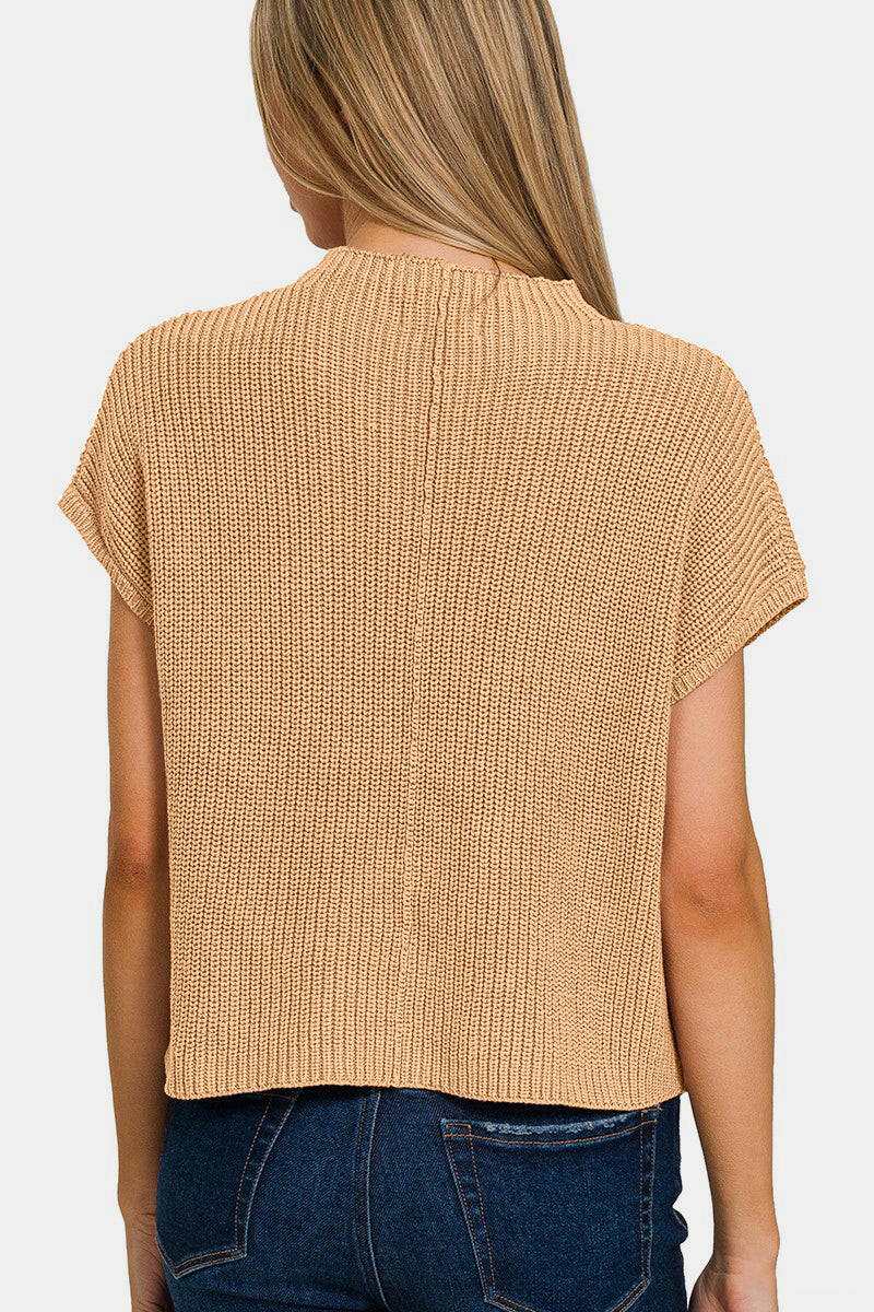 Cropped Mock Neck Short Sleeve SweaterThe 100% cotton Cropped Mock Neck Short Sleeve Sweater is a must-have piece for your wardrobe, versatile and stylish. Its mock neck design adds a touch of modern chiSweatersCropped Mock Neck