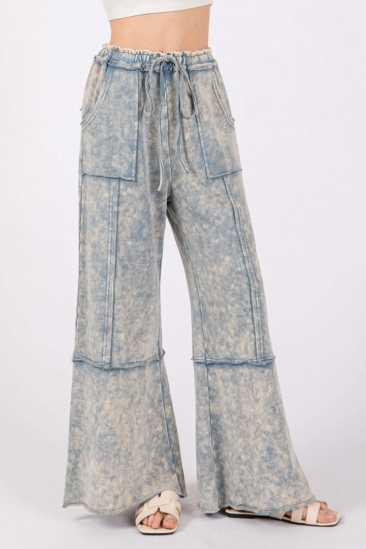 Cotton Mineral Washed Terry Wide Leg PantsThe 100% cotton mineral washed terry knit pants are the epitome of comfort and style! Made from soft and cozy terry knit fabric, they feature a unique mineral-washedPantsCotton Mineral Washed