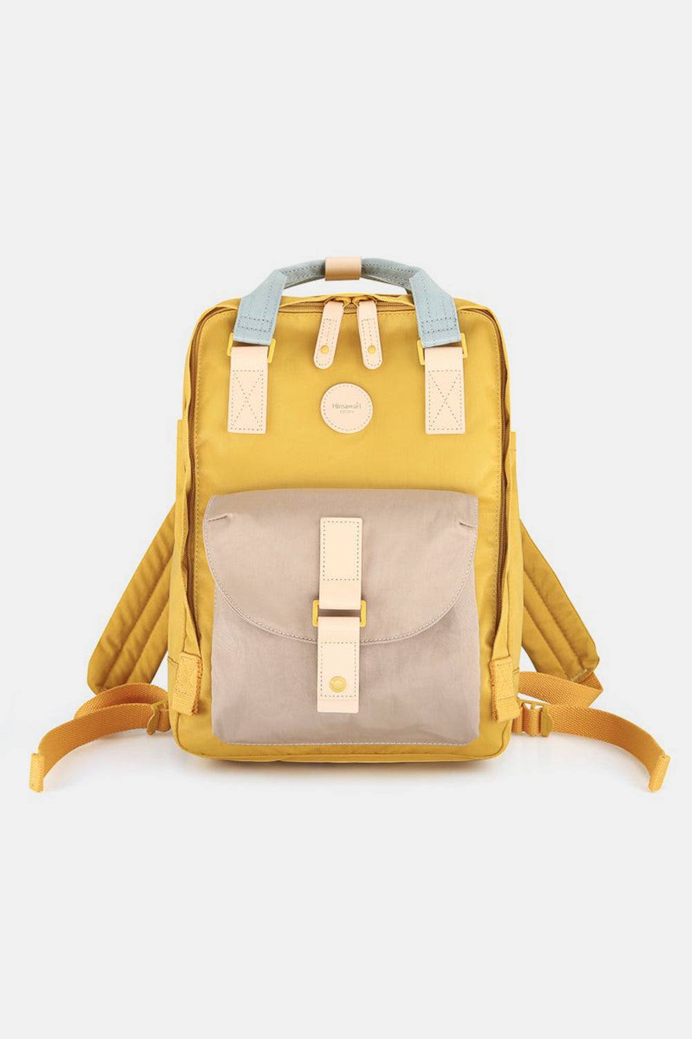 Himawari Contrast Waterproof Canvas Backpack Bag with Round LabelThis contrasting waterproof rucksack with a circular label offers a unique fashion appeal. The circular label adds a touch of chic personality that makes you stand oBackpackHimawari Contrast Waterproof
