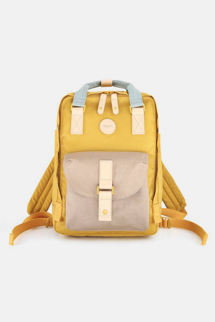 Himawari Contrast Waterproof Canvas Backpack Bag with Round LabelThis contrasting waterproof rucksack with a circular label offers a unique fashion appeal. The circular label adds a touch of chic personality that makes you stand oBackpackHimawari Contrast Waterproof