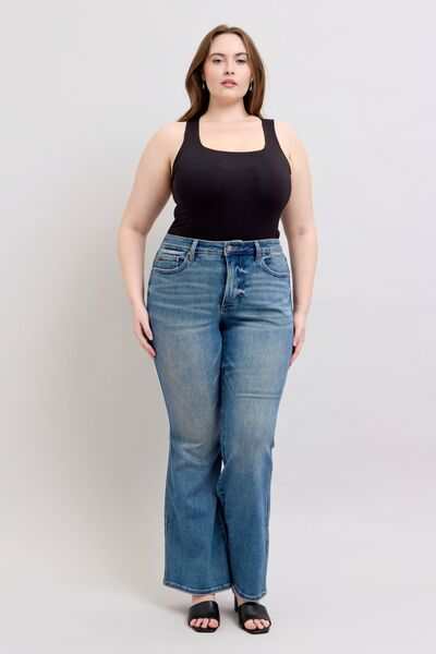 Judy Blue Flared Tummy Control Vintage Wash Flare JeansThese flared tummy control vintage wash jeans offer both style and functionality. The tummy control feature helps create a flattering and slimming silhouette. The viFlare JeansJudy Blue Flared Tummy Control