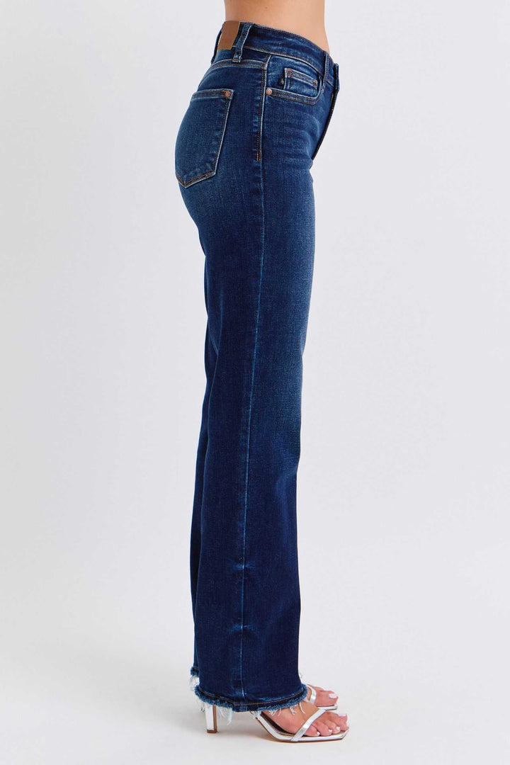Judy Blue Raw Hem Straight Leg JeansRaw Hem Straight Leg Jeans are a versatile and timeless addition to your wardrobe. The raw hem adds a touch of edge, while the straight leg style offers a flatteringStraight Leg JeansJudy Blue Raw Hem