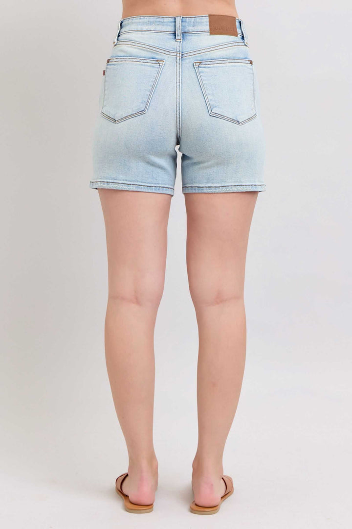Judy Blue Two Button Denim ShortsThese 2-button denim shorts are a stylish addition to your wardrobe. They feature pockets for your convenience and added functionality. Made from durable denim fabriJean ShortsJudy Blue Two Button Denim Shorts