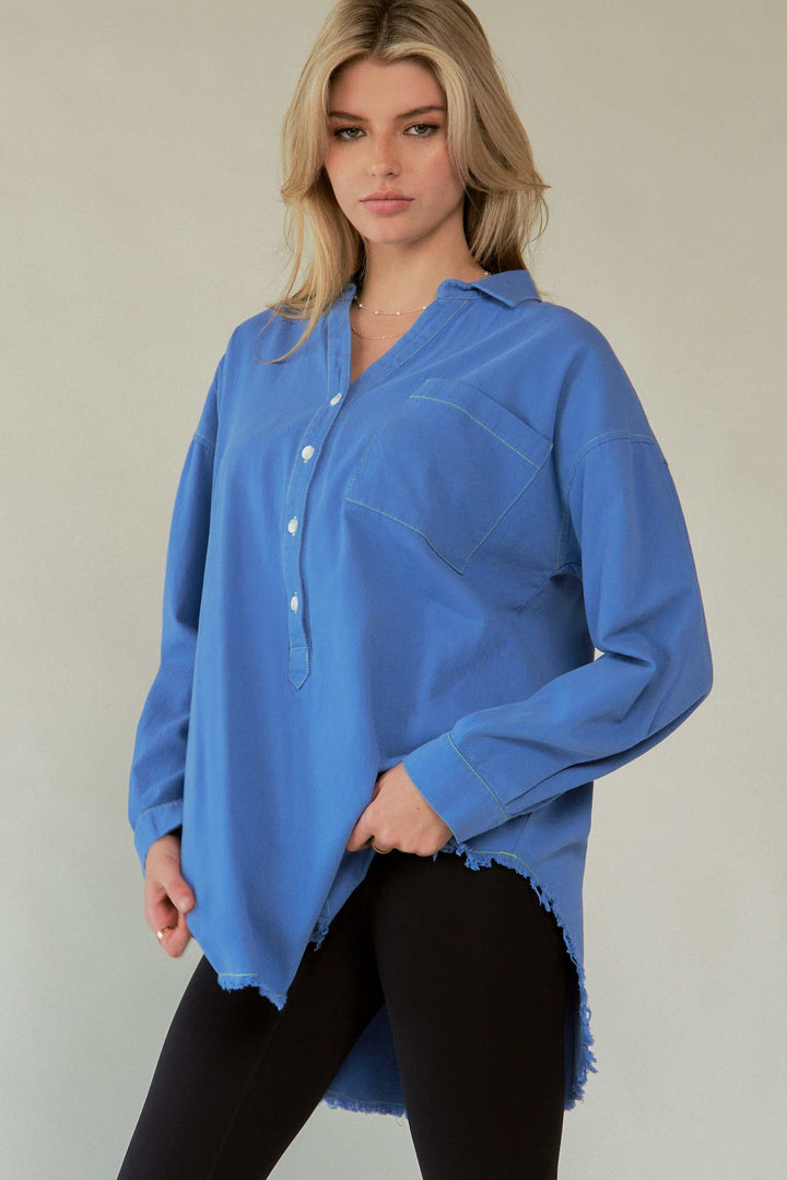 Amor Oversized ShirtLove in every stitch. This oversized 100% cotton button-up shirt features a bold "AMOR" appliqué across the back in plush lettering, adding a playful statement to yoButton-Up ShirtsAmor Oversized Shirt