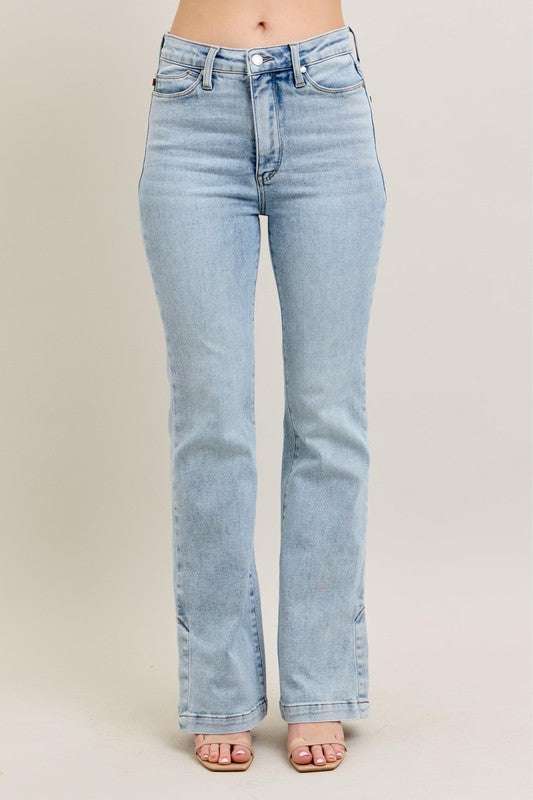 Judy Blue Tummy Control Vintage Wash Side Slit Boot JeansTummy Control Vintage Wash Side Slit Slim Boot Jeans offer a stylish and flattering option for those seeking a combination of comfort and style. These jeans feature Bootcut JeansJudy Blue Tummy Control