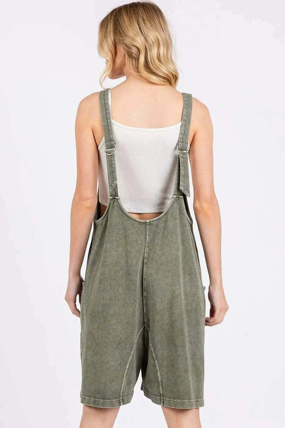Scoop Neck Washed Cotton Romper