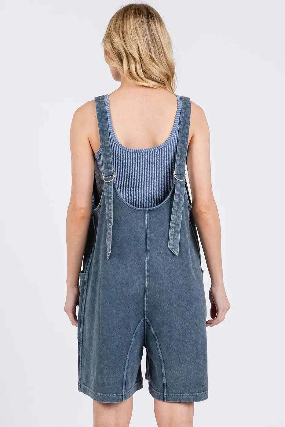 Scoop Neck Washed Cotton Romper