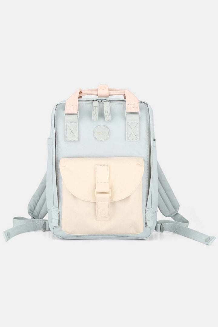 Himawari Contrast Waterproof Canvas Backpack Bag with Round LabelThis contrasting waterproof rucksack with a circular label offers a unique fashion appeal. The circular label adds a touch of chic personality that makes you stand oBackpackHimawari Contrast Waterproof