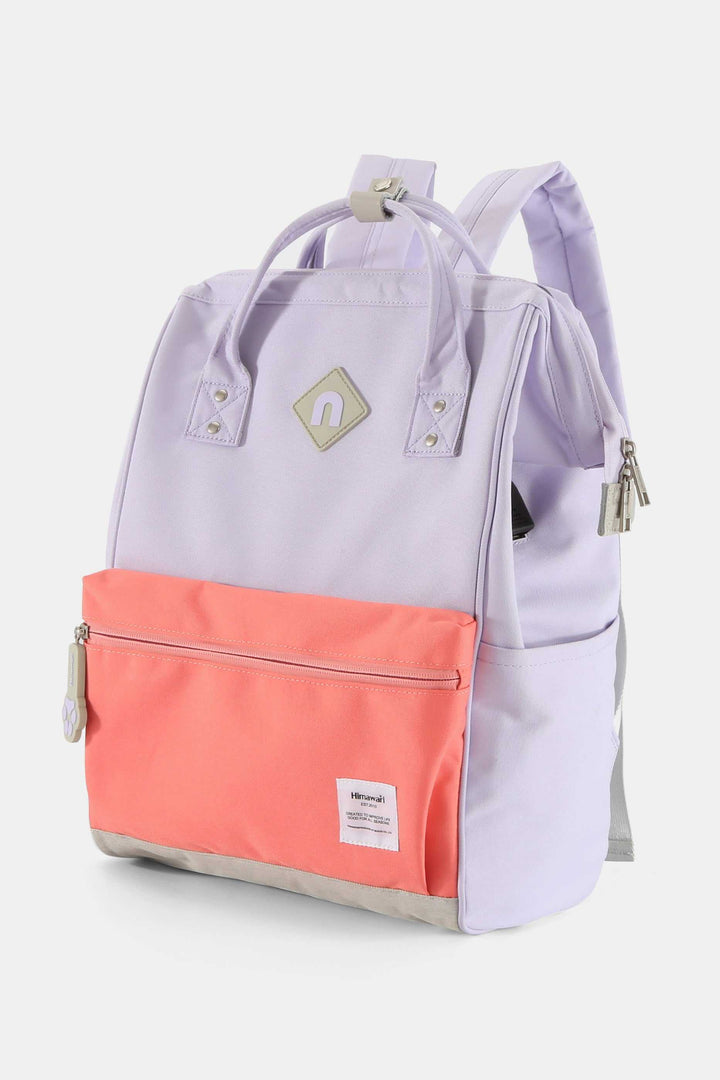 Himawari Contrast Waterproof Backpack Bag with External USB PortThe Waterproof Backpack Bag with External USB Port combines practicality with convenience for outdoor enthusiasts and travelers. Its waterproof material provides proBackpackHimawari Contrast Waterproof Backpack