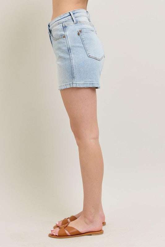 Judy Blue Frayed Hem High Rise Denim ShortsFrayed Hem High Rise Denim Shorts with Pockets are a trendy and stylish addition to your summer wardrobe. These shorts feature a high rise waistline for a flatteringJean ShortsFrayed Hem High Rise Denim Shorts
